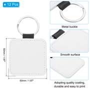 Uxcell Sublimation Blank Keychains, 12Pcs Square Keychain Blanks Bulk Heat Transfer Keychain, White