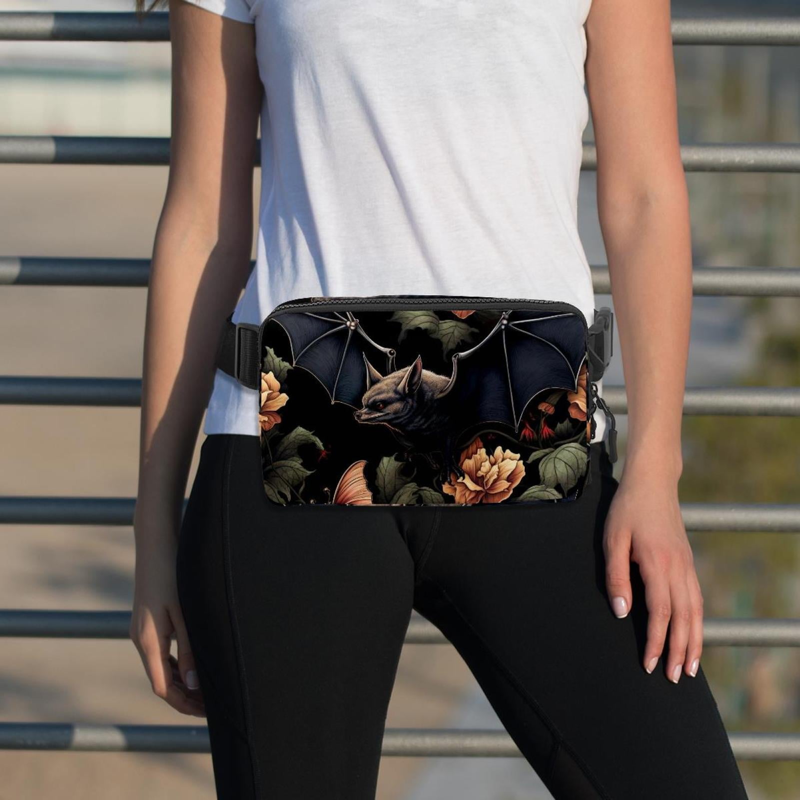 Bats Lightweight Adjustable Crossbody Bag with Extension Strap - Unisex Fanny Pack, Money Belt, Waist Bag