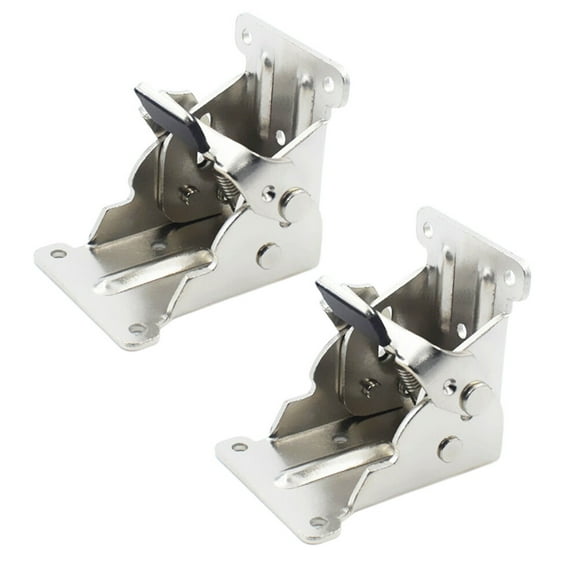 RUNROTOO 2pcs Folding Table Leg Brackets Metal Silver Professional Home Users
