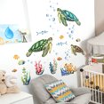 thumbnail image 2 of Calcomanías de pared de tortuga bajo el mar, pegatina de pared, decoración de pared de Coral, dormitorio, baño, guardería de bebé Excelente Rendimiento, 2 of 5
