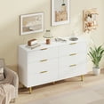 thumbnail image 3 of Dresser for Bedroom, Fluted Dressers & Chest of Drawers, Wooden Storage Organizer with Gold Metal Handles & Legs for Living Room, Entryway, 3 of 7