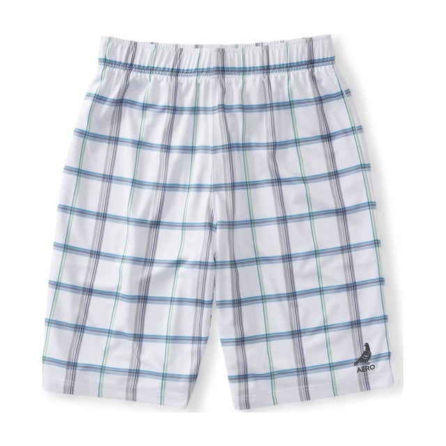 Aeropostale - Pantalones cortos de entrenamiento atléticos a cuadros para hombre, color blanco, mediano Aeropostale Ejercicio