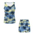thumbnail image 4 of TSOVTHRID Tropical Palm Tree Print Pajama Set for Women Two-Piece Nightwear Sleeveless Sleepwear with Elastic Waist Short Pants Pjs Sets, Size M, 4 of 7