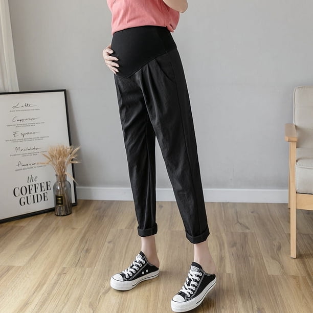 Pantalones de mujer embarazada primavera y otoño nueve puntos exterior verano delgado suelto casual leggings marea mamá