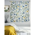 thumbnail image 4 of Blue Yellow Spring Floral Semi Sheer Window Curtains 72 Inches Long, Elegant Summer Botanical Green Rod Pocket Voile Silky Chiffon Curtain Light Filtering Drapes for Living Room, 52"x72", 2 Panels, 4 of 9