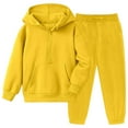thumbnail image 5 of Ulanda Girls 2 Piece Outfits Tracksuit Drop Shoulder Hoodie Half Zip Sweatshirt and Sweatpants Joggers Set with Pockets (Yellow, 13-14 Years), 5 of 7