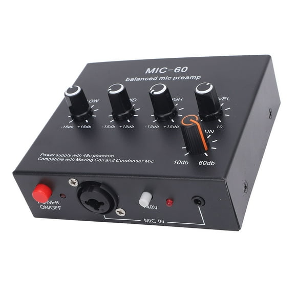 Balanced Mic Preamp, 3 Channel Input Microphone Amplifier for Dynamic and Condenser Mic