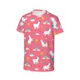 thumbnail image 3 of Honeii Yoga Unicorn Print Kids Boy T-Shirt,Breathable Round Neck Tee,Stylish Summer Tee for Boys, for Outdoor Activities and Casual Wear, 3 of 7