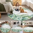 thumbnail image 5 of Tropical Leaves Round Area Rug 6Ft Washable Circle Rugs for Bathroom Office, Green Monstera Palm Leaves Summer Wood Gray Non-Slip Carpet Floor Mats Indoor Outdoor Carpet Runner Aesthetic Home Decor, 5 of 8
