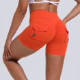 thumbnail image 2 of Pantalones cortos de fitness, pantalones deportivos de yoga para mujer, de verano, color melocotón, con bolsillo en la cadera, cintura alta, ropa de yoga de secado rápido, pantalones color melocotón, 2 of 4