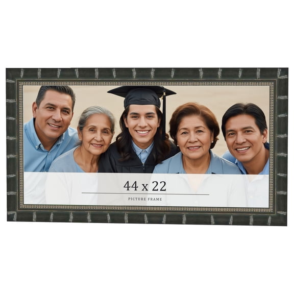 44x22 Frame Black Bamboo Solid Wood Picture Frame Width 1.5 Inches | Interior Frame Depth 0.5