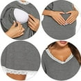 thumbnail image 2 of Inadays Women's Nursing Nightgown Short Sleeve Maternity Nursing Gowns for Breastfeeding Sleepwear Dress for Hospital, Gray, M, 2 of 8