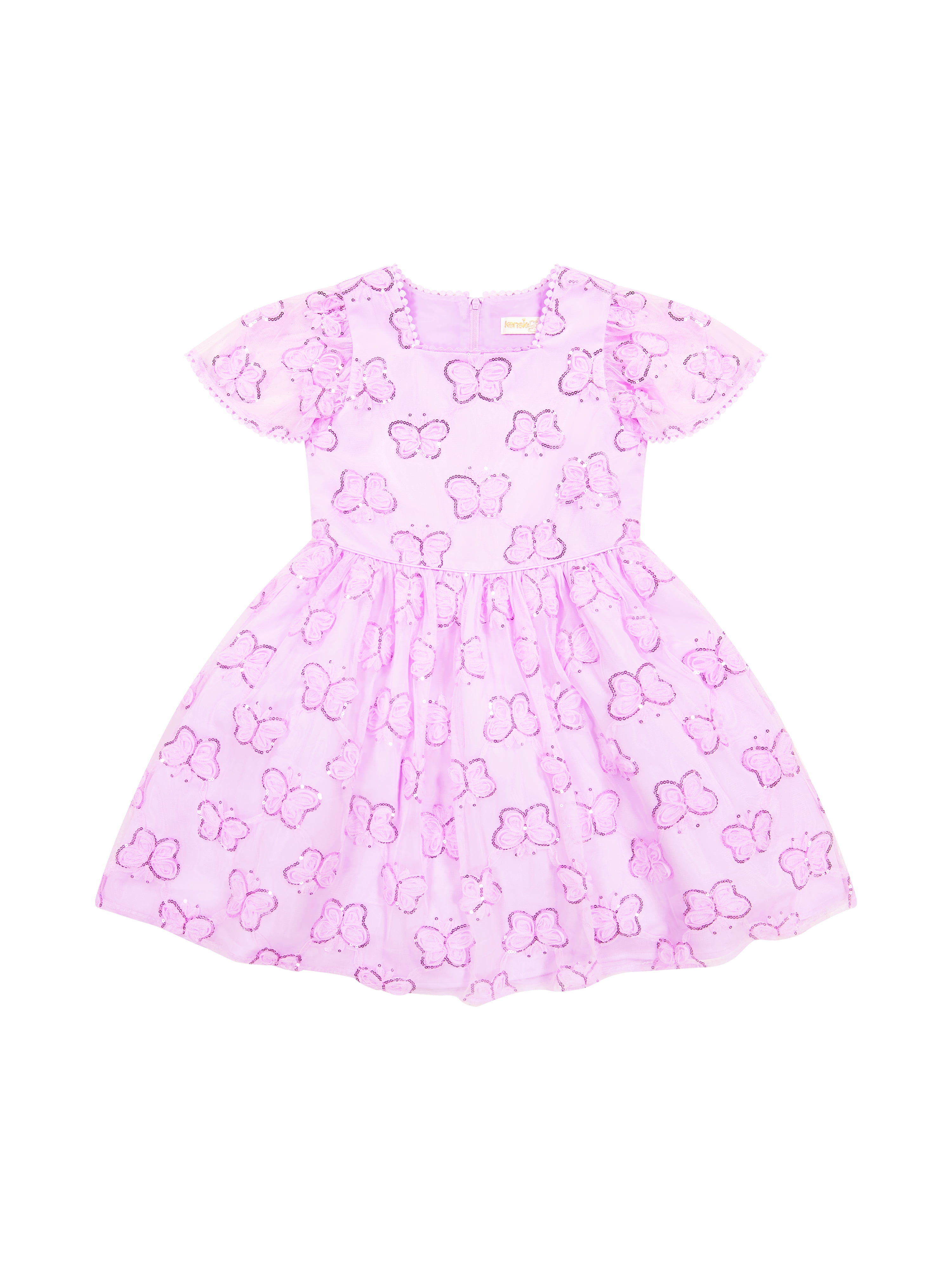 Kensie Girl Cap Sleeve Sequin Butterfly Soutache Mesh Dress, Sizes 4-16