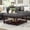 Dark Gray, variant on Square Tufted Linen Ottoman Coffee Table, Large Footrest with Solid Wood Shelf & 300 lbs Capacity, Linei.