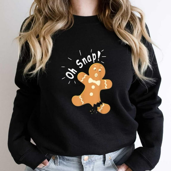Oh Snap Funny Gingerbread Man Christmas Eve Holiday Graphic SW15576 Unisex Sweatshirt, Up to Size 5XL