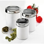 3-pc SS Canister Set, White