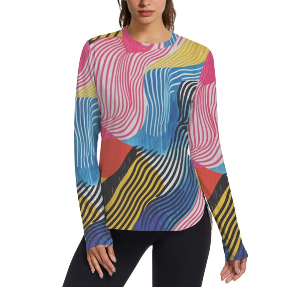 FORMRS Womens Long Sleeve Shirts UPF 50 Sun Protection Quick Dry Fishing Hiking Tops, Size S-2XL, Stripes Pattern