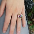 thumbnail image 2 of Hummingbird Colorful Pattern Silver Plated Adjustable Novelty Ring, 2 of 4
