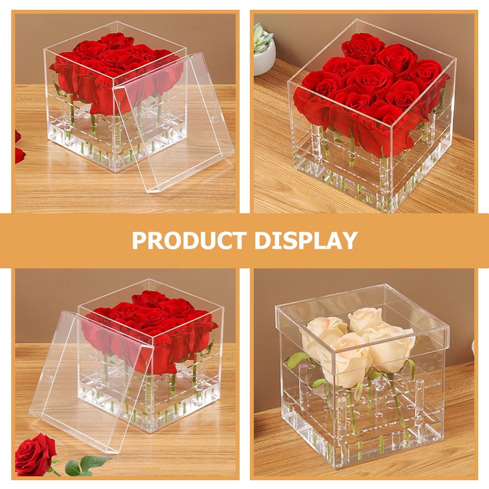 ULTNICE Transparent Eternal Flower Case Acrylic Transparent 1Pcs Flower Storage for Women