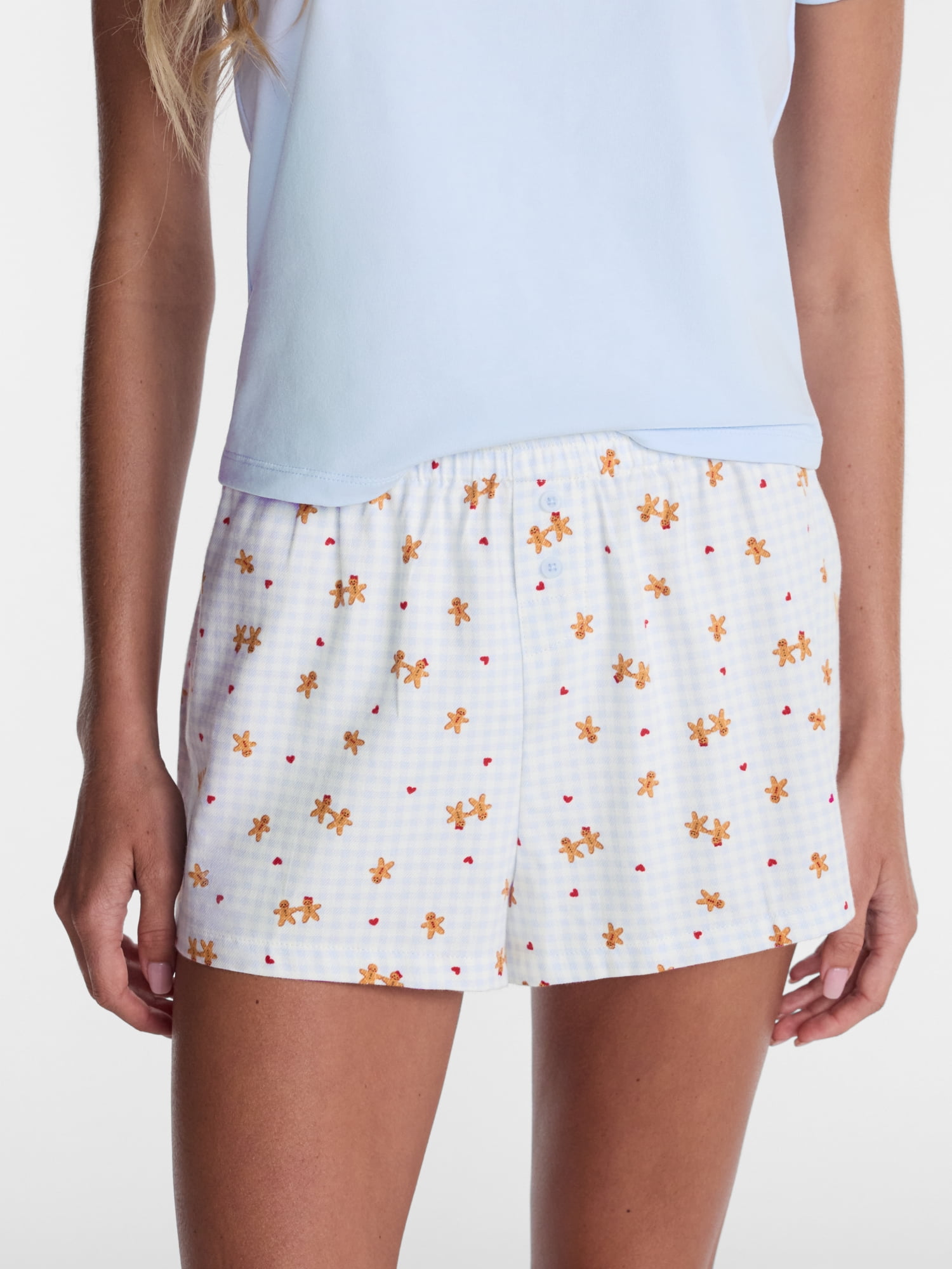 No Boundaries Print Boxer Sleep Shorts, 3" Inseam, Women's XS-XXL