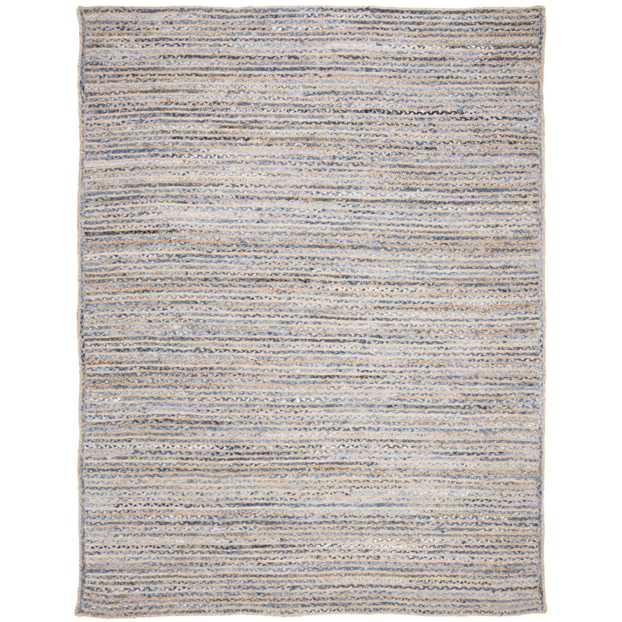 SAFAVIEH Cape Cod Andrina Braided Striped Jute Area Rug, 8' x 10' Oval, Natural/Blue