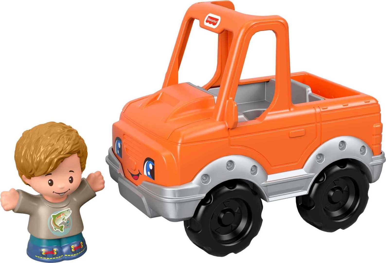 Fisher-Price Little People Help A Friend Pick Up Truck, Orange Vehicle & Figure