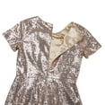 thumbnail image 6 of YONGHS Women Short Sleeve Sequin Glitter A-line Dress Mini Party Club Dresses Gold 10, 6 of 7