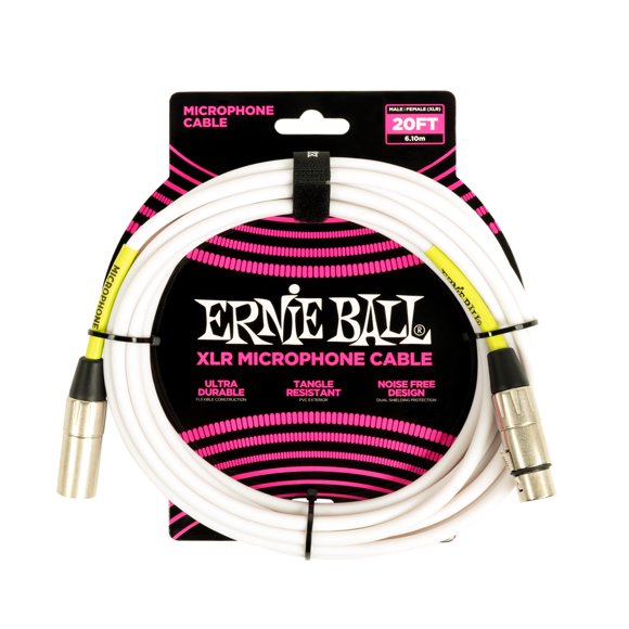 Ernie Ball 20ft XLR Microphone Cable, White (P06389)