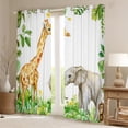 thumbnail image 2 of Feelyou Giraffe Elephant Animal Curtains Pack of 2 (42x84 Each), Green Palm Leaf Curtains Blackout, Woodland Wildlife Bedroom Curtains, Curtains and Drapes Home Decor, 2 of 6