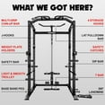 thumbnail image 6 of MITONOS Power Cage, 2000LBS Squat Rack with LAT Pulldown, Multi-Function Power Rack Strength Training Machine, Weight Lifting Equipment with More Attachments for Home Gym Garage, 6 of 9