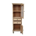 thumbnail image 6 of AENKYO 59" Tall Farmhouse Storage Cabinet, Rustic Wood Accent Chest w/ Reeded Glass Door & 2 Drawers, Rustic Wood, 6 of 8