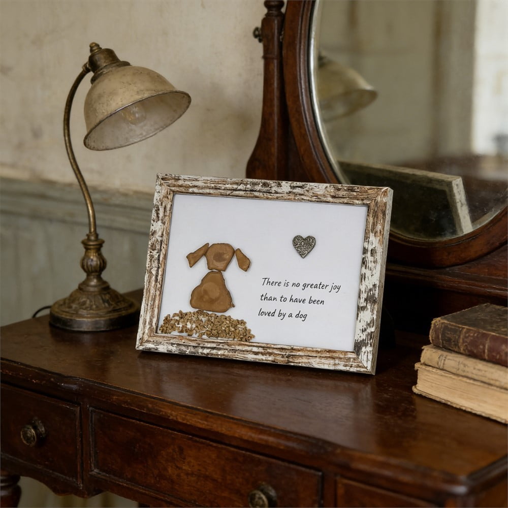 Fufafayo 2Pcs Pet Memorial Art Framed Wall Decor, Sea Glass Dog Art Sympathy Gift, When I Needed A Hand I Had Your Paw Beach Decor For Dog Lovers Pet Loss
