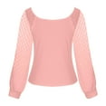 thumbnail image 3 of HAiming Womens Mesh Long Sleeve Shirts Solid Color Round Neck Slim Pullover Tops Summer Trendy Lace Casual Blouses, 3 of 7