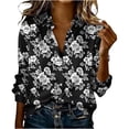 thumbnail image 2 of Uootdi Blouses for women Dressy Casual Long Sleeve Collared Leopard Print Button Front Relaxed Fit Office Casual Looks Gift, 2 of 5