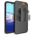 thumbnail image 3 of Case/Mount/Clip for Moto E 2020, Nakedcellphone Black Rugged Cover [with Finger Grip Stand] + [Belt Hip Holster] + [Magnetic Car Holder] for Motorola Moto E (2020), aka Moto E7 (XT2052), 3 of 10