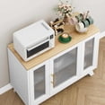 thumbnail image 5 of Multi-functional Sideboard Buffet Cabinet with Fluted Glass Door, 36" Modern Accent Storage Cabinet with 2-Tier Storage, White Coffee Bar Cabinet for Kitchen Dining Living Room, 5 of 7