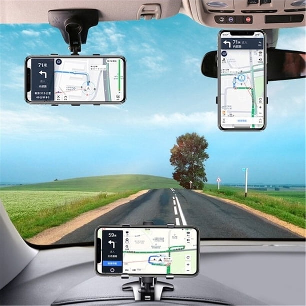 360 Rotatable Gps Navigation Rack Rearview Mirror Car Sun Visor Clip Mount Car for Universal Mobile Phone Clip Mount Stand360 rotation He Qiyong unisex