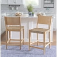 thumbnail image 2 of Linon Patty Wood 24" Counter Stools with Woven Seat Set of 2 in Natural Brown, 2 of 11