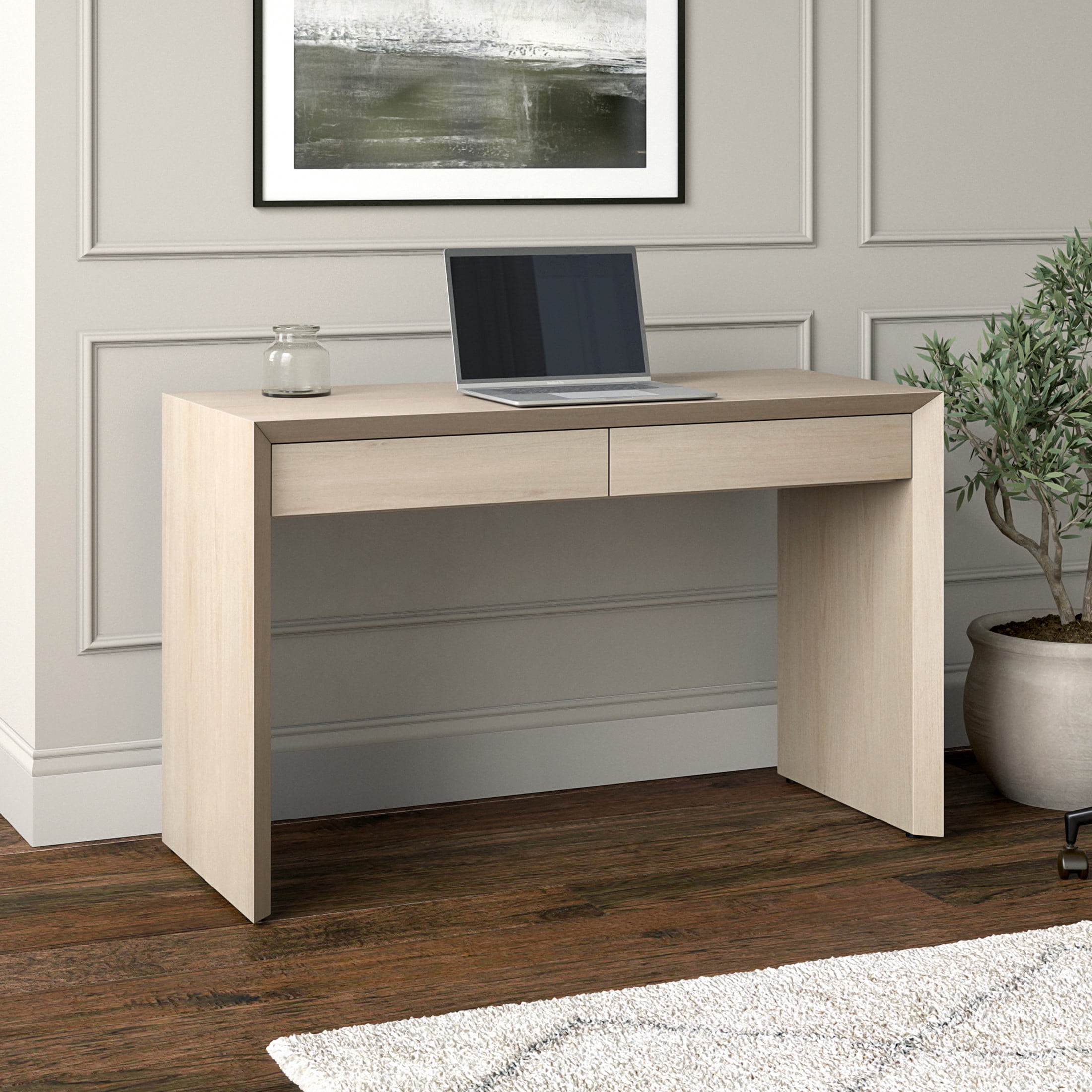 Evelyn&Zoe Modern/Contemporary 48" Wide Alder White Home Office