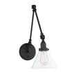 thumbnail image 1 of Savoy House Drake 1-Light Adjustable Wall Sconce Satin Nickel Finish Clear Glass, 1 of 2