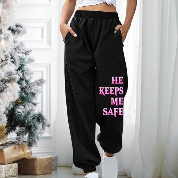 Ichuanyi Liquidación Mujeres Pantalones de chándal con estampado sólido Alta cintura Pantalones de pierna ancha pantalones de bolsillo Sporty Athletic Fit Jogger Pantalones ICHUANYI WER2023082206810