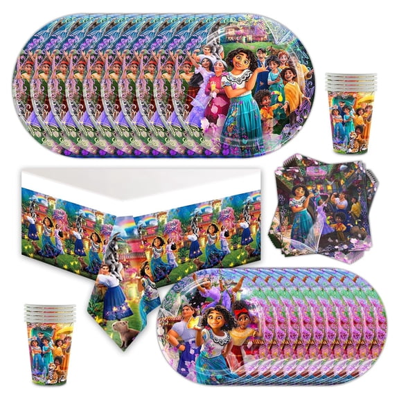 Encanto Party Supplies Set Plates Cups Tablecloth Napkins Birthday Decor Theme Party