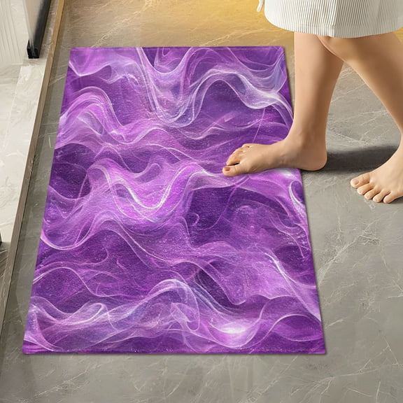 RMDQTR 16" × 24" Rectangle Shape Bathroom Rugs Plush Toilet Base Mat Soft Rugs Non Slip Absorbent Virbant Purple Flame