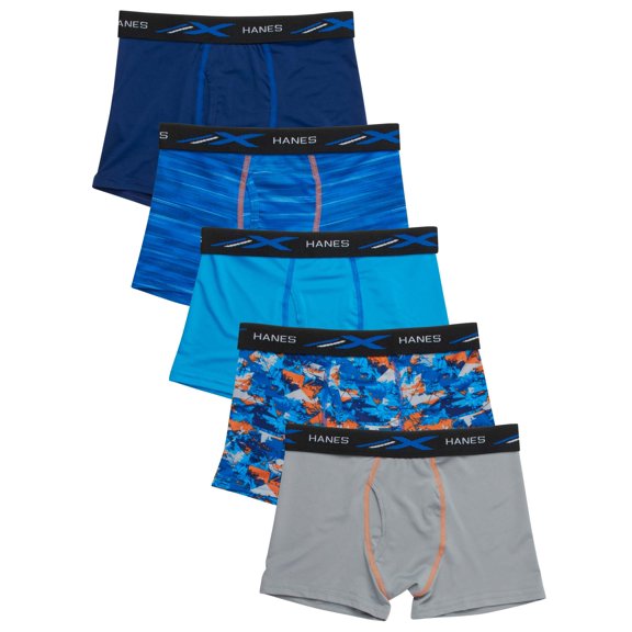 Hanes Boys' X-Temp Stretch Boxer Brief Underwear, 5-Pack, Sizes S-XXL