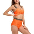 thumbnail image 2 of Yuanlook Womens High Waisted Bikini Set Two Piece Swimsuits Push Up Bathing Suits Crisscross Tummy Control Swimsuit,Orange,XL, 2 of 4