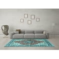 thumbnail image 3 of Ahgly Company Indoor Rectangle Medallion Light Blue Traditional Area Rugs, 5' x 8', 3 of 4