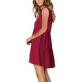 thumbnail image 3 of JGGSPWM Women's Sleeveless V Neck Cotton Mini Dress Tiered Hem Loose Fit Casual Dresses Hot Pink S, 3 of 8