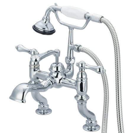 Center Deck Mount Faucet - Water Creation F6-0004-01-AL 7 in. Vintage Classic Adjustable Center Deck Mount Tub Faucet - Chrome, Silver
