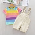 thumbnail image 2 of Siilsaa Girls Easter Outfits Girls 2 Piece Letter Graphic Short Sleeve Crop Top and Legging Set Beige,S, 2 of 5