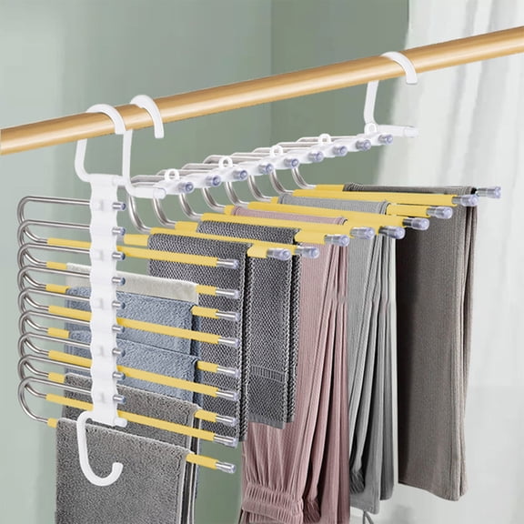 Adjustable Foldable Pants Hanger, Stainless Steel Clothes Organizer with Anti-Slip Design for Closet Storage, Space Saving Multi-Purpose Storage Rack for Travel Home and Small Spaces